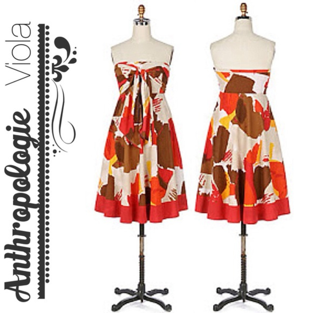 Watchtower Dress Tied Strapless Brown Red Dress